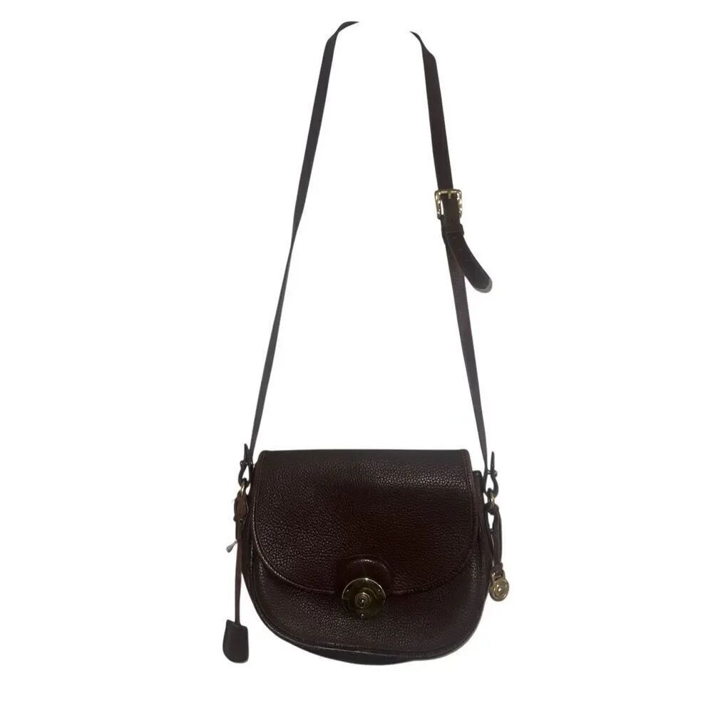 ✨Vintage Dooney & Bourke Awl Leather Compartment Flap Brown Bag✨